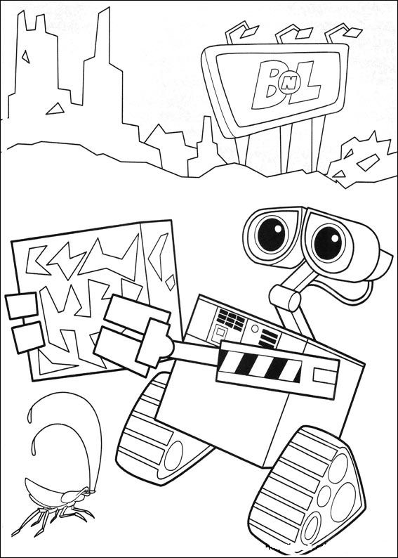 Plansa de colorat cu Wall E 1 1